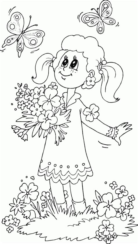 Flower Girl Coloring Page Wedding Flower Girl Coloring Clip