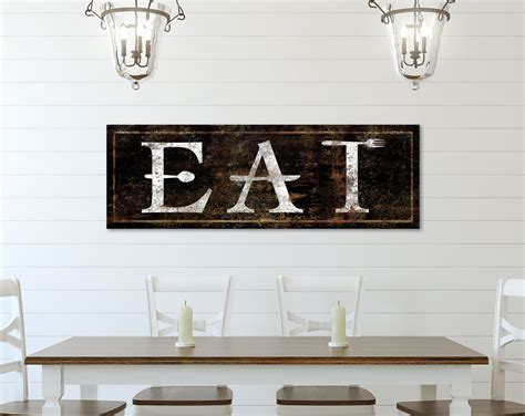 Rustic Kitchen Wall Decor Faux Metal Rusty Eat Sign Vintage Etsy