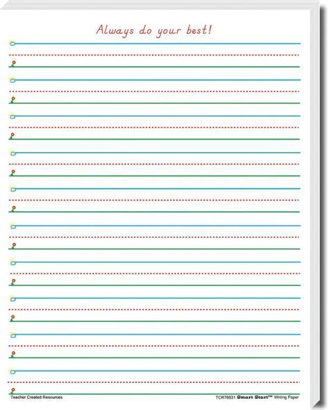Teacher Created Resources Smart Start 1 2 Writing Paper 100 Sheets In