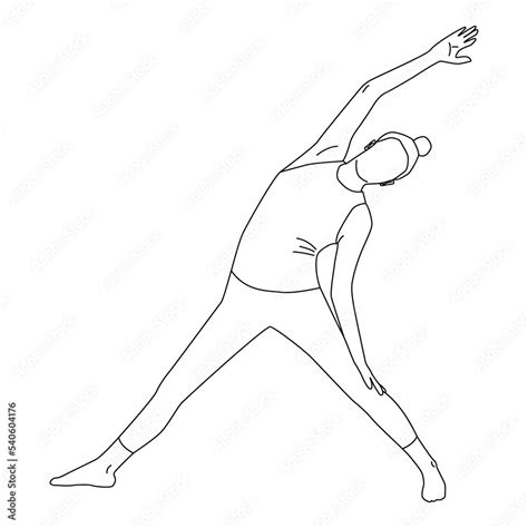 Vetor De Line Art Of Woman Exercising In Leteral Trunk Stretching
