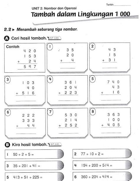 Soalan Matematik Tahun 2 Operasi Tambah  Contoh Soal2