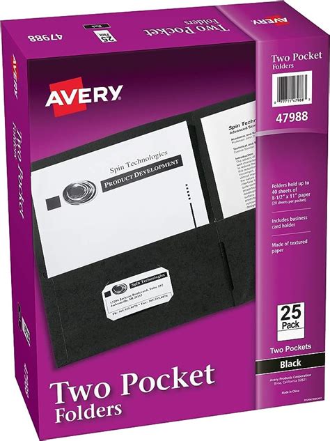 Avery Two Pocket Folders Holds Up To 40 Sheets Business