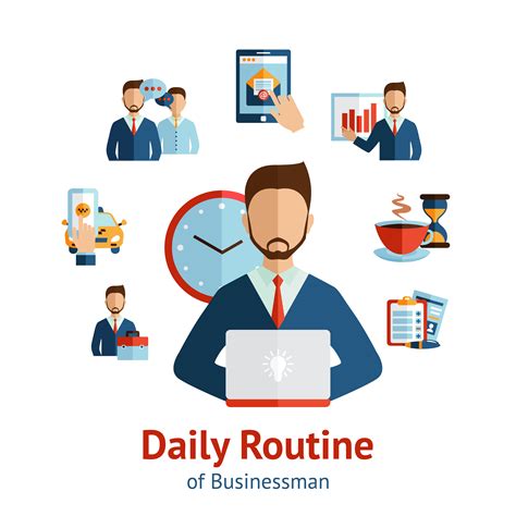 Businessman Daily Routine Concept Poster 435138 Vector Art At Vecteezy