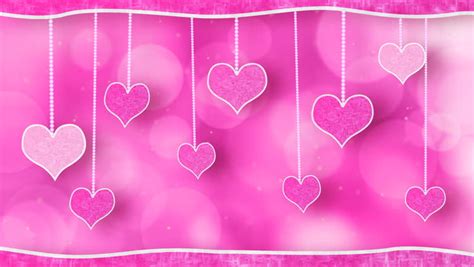 Pink Hearts Dangling On Strings Love Loop Background Stock
