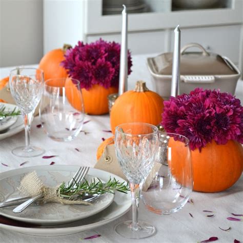Make metallic copper, gold and silver pumpkins for a chic fall display. Simple Ideas for a Thanksgiving Table Setting - A Pretty ...