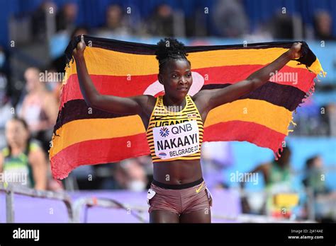 Halimah Nakaayi With The Uganda Flag At The Belgrade 2022 Indoor World