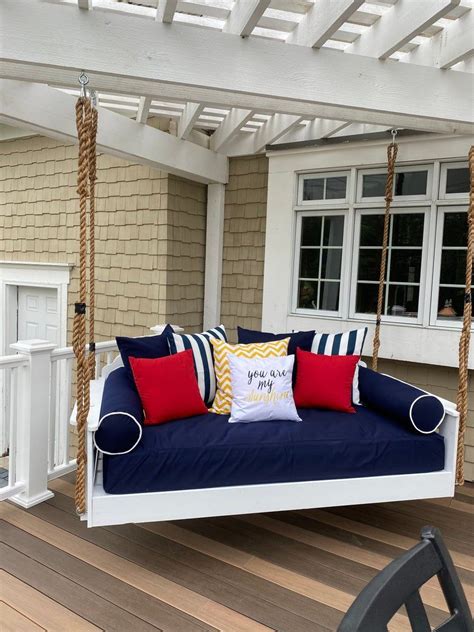 Custom Sunbrella Porch Swing Bed Mattress Cushion Cover Etsy Hanging