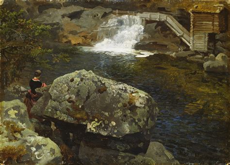 Hans Gude En Mølledam 1850  4014×2880 Noorwegen Kunst 19e