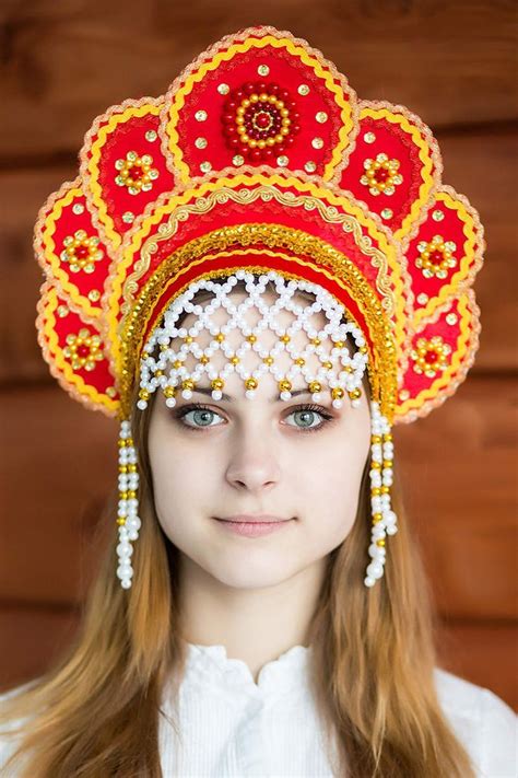 russian beauty with kokoshnik costume crown folk dresses russian clothing