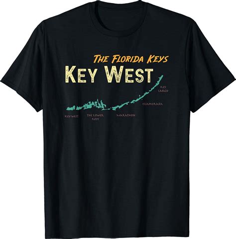Florida Keys Map Key West T-Shirt Black - Walmart.com