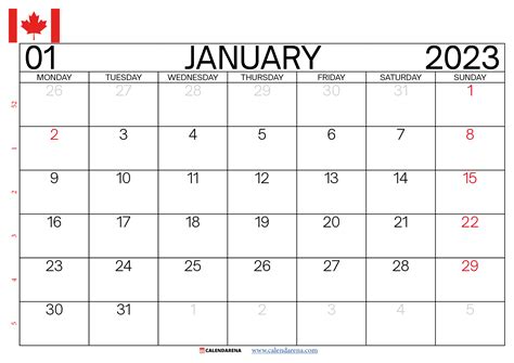 January 2023 Calendar With Holidays Canada January Calendar Calendar