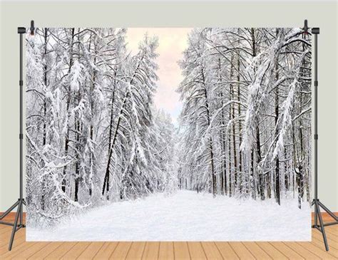 Winter Nature Scene Photography Backdrops Snow Covered Forest Trees