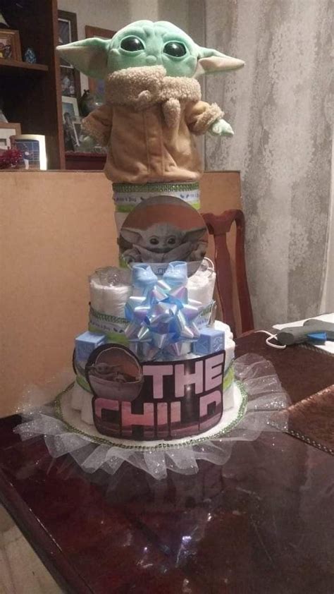 Grogu Diaper Cake In 2021 Star Wars Baby Shower Baby Shower Baby
