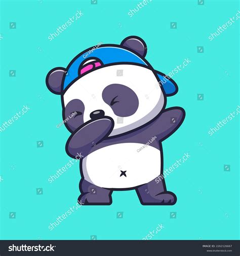 Cute Baby Panda Dabbing Cartoon Vector เวกเตอร์สต็อก ปลอดค่าลิขสิทธิ์