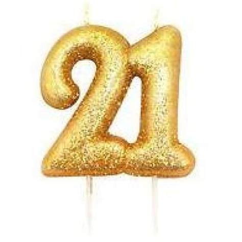 Number 21 Glitter Numeral Moulded Pick Candle Gold Etsy