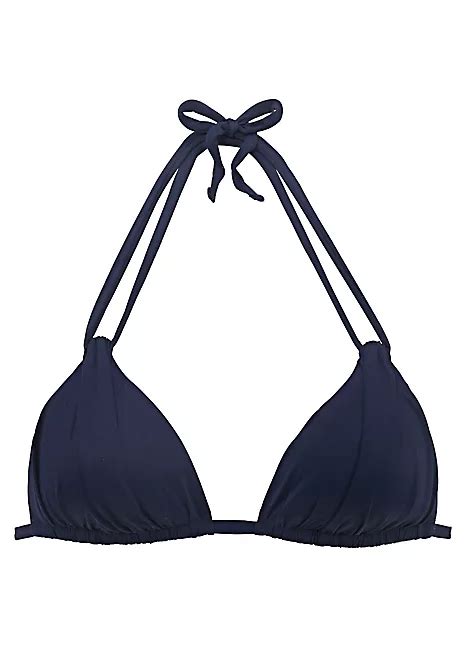 Navy Adjustable Double Strap Triangle Bikini Top By Soliver Swimwear365