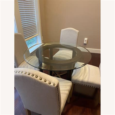 42 Inch Round Glass Dining Table With Chairs Aptdeco