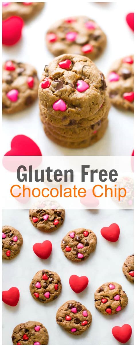 Crisp and tender chocolate chip cookies with almond flour. Valentine's Day Gluten Free Chocolate Chip Cookies ...