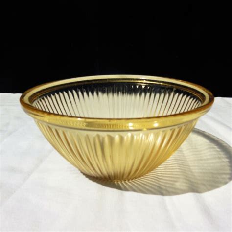 Federal Madrid Amber Yellow Depression Glass Ribbed Mixing