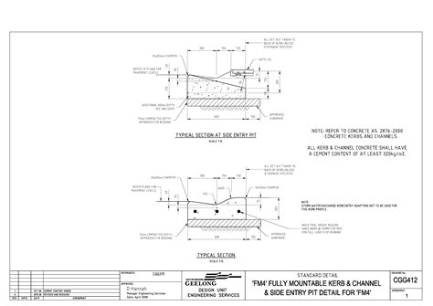 Civil Engineering Standard Drawings Cgg412 ‘fm4 Fully Mountable Kerb