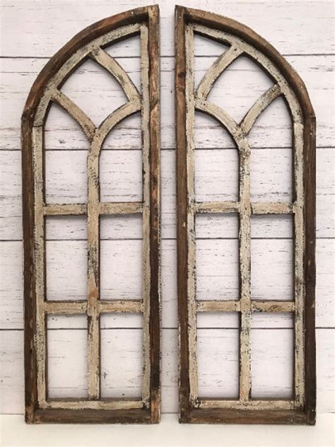 Wood Arch Window Wall Decor With Wreath Add On Large Wreath Etsy