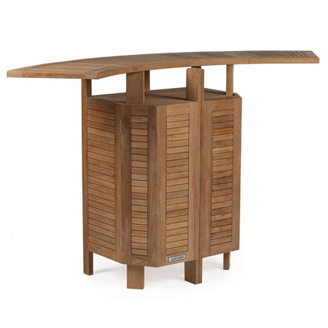 Grade A Teak Folding Bar Table Two Tier Cabinet With Folding Panels
