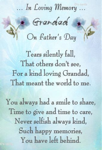 Haus And Garten Fathers Day Memorial Poem Personalised In Memory Keepsake