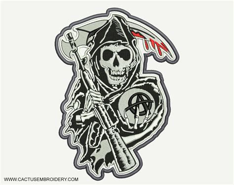 Sons Of Anarchy Patch Embroidery Design Cactus Embroidery Designs