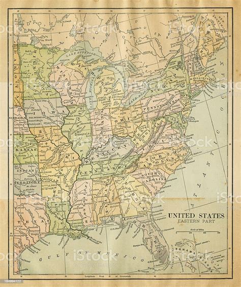 Map Of United States 1884 Stock Illustration Download Image Now