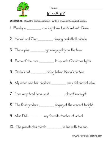Is Are Worksheet 1