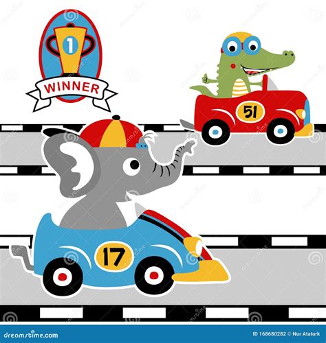 Race Car Competition Vector Cartoon Illustration Stock Vector