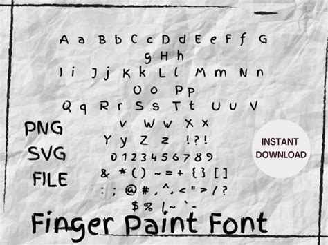 Finger Paint Font Style Alphabet Numbers Letters Vector Art Etsy