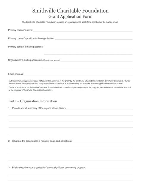 Smithville Charitable Foundation Grant Application Form Fill And Sign