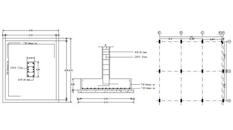 Column Foundation Structure Drawing Free Download Dwg Cadbull