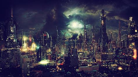 Hd Wallpaper Cyberpunk Purple Fantasy Art City Fantasy City