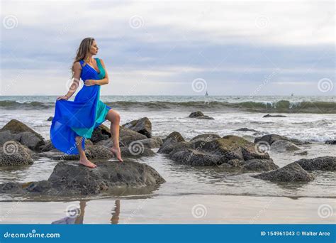 Lovely Brunette Latin Model Poses Outdoors On A Beach At Sunset Stock Image Image Of Model