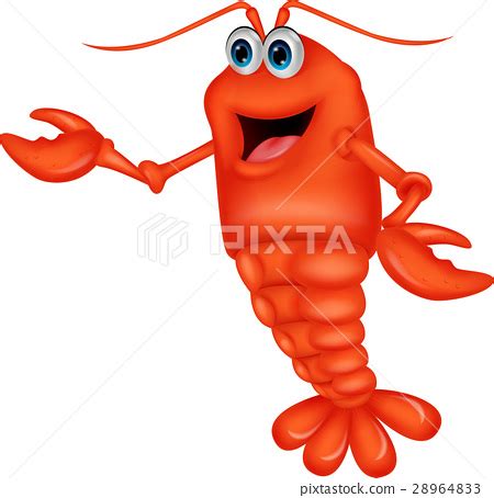 Cute Lobster Cartoon Presenting Stock Illustration Pixta