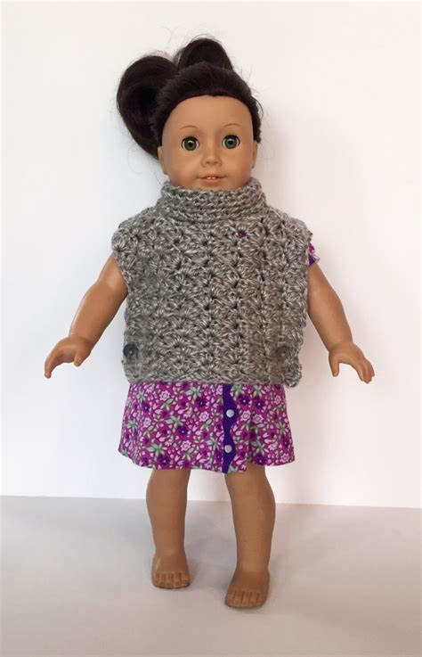 Crochet Pattern Fiona Poncho With Cowl For American Girls Dolls