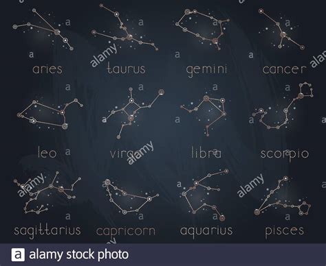 Vector Set Of Zodiac Constellations Horoscope Collection Aries