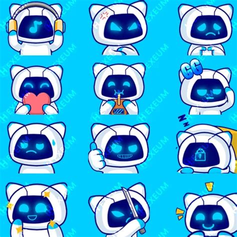 Cute Robot Twitch Emotes Hexeum