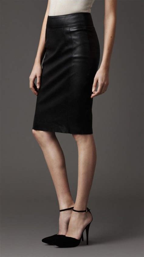 burberry london leather pencil skirt