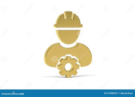 Golden 3d Builder Icon Isolated On White Background Stock Illustration
