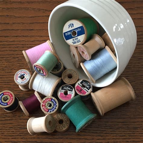Wood Thread Spools Lot Of 20 With And Without Thread Sewing Etsy