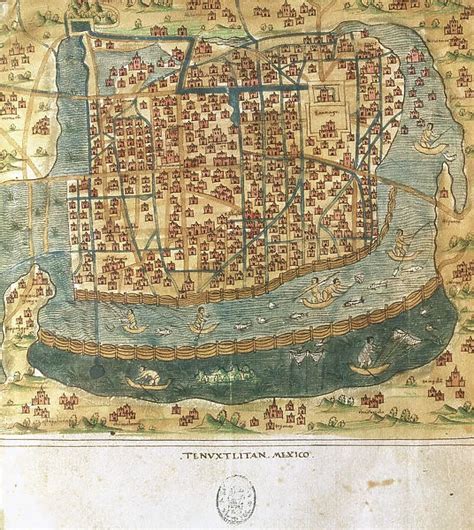Map Of Tenochtitlan Mexico 1560 By Alonso De Santa Cruz