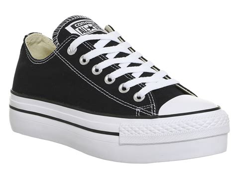 Converse All Star Low Platform Black White Hers Trainers
