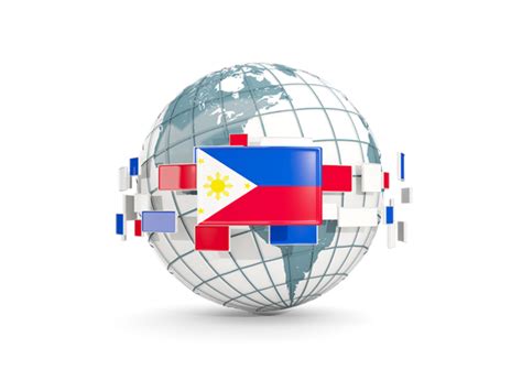 Globe With Line Of Flags Illustration Of Flag Of Philippines