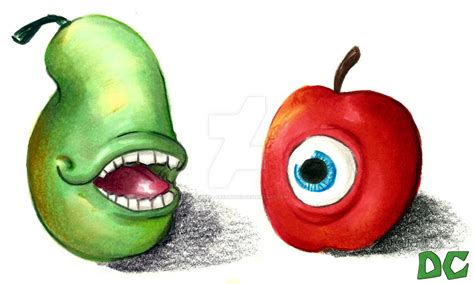 Biting Pear Meets Staring Apple By Diamond Creations On Deviantart
