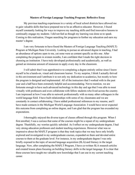 Example Of A Reflective Essay For English 50 Best Reflective Essay