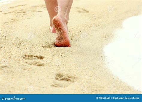 Female Footprints In The Sand On The Beach Stock Image Image Of Islands Outdoors