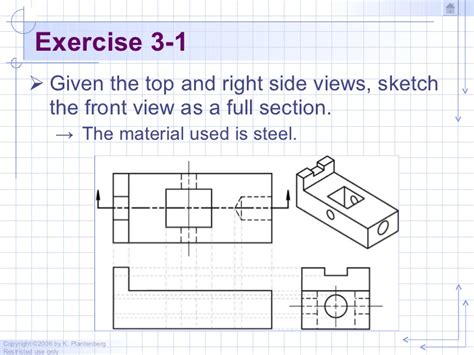 Sectional View Engineering Drawing Exercises At